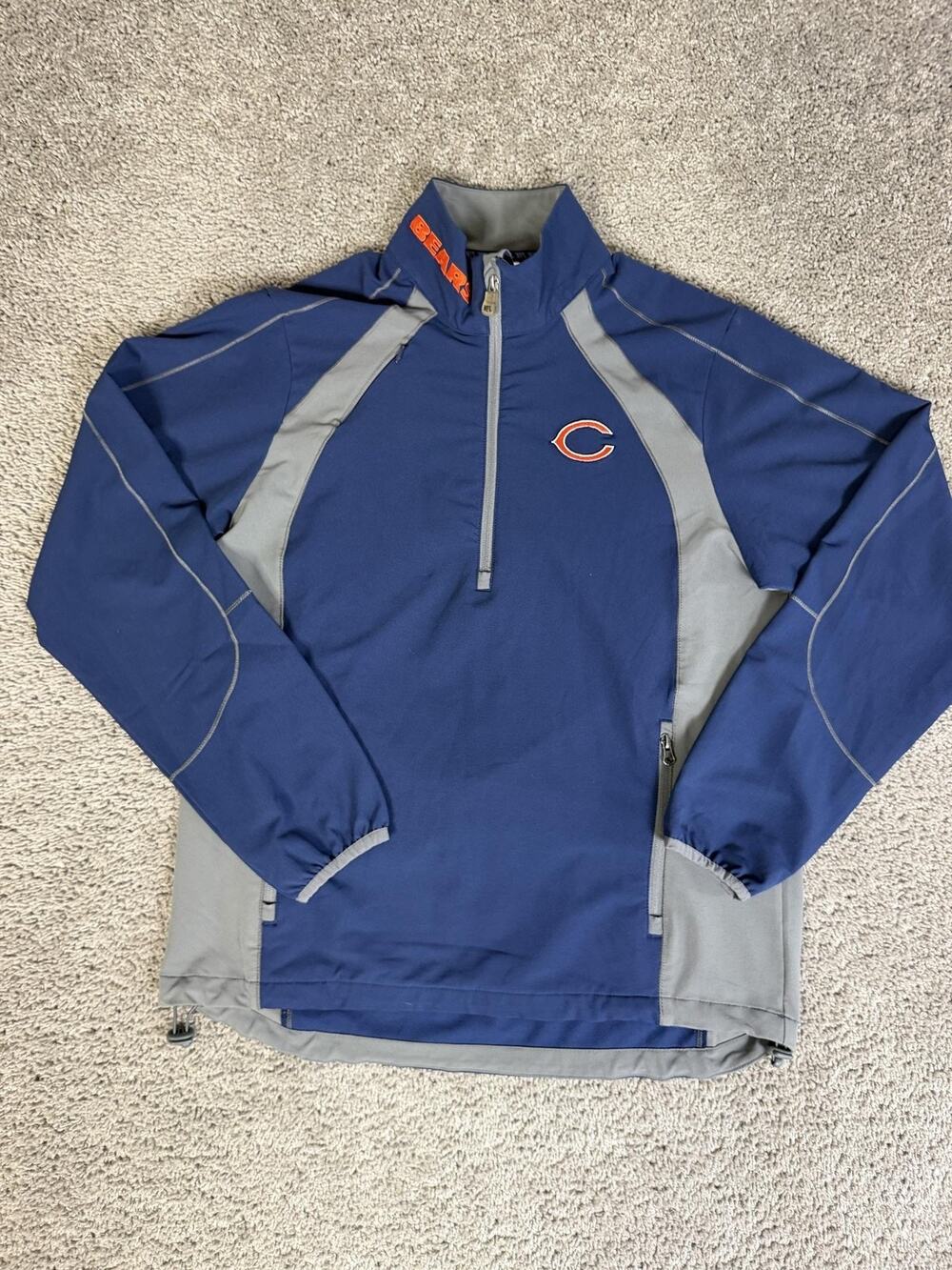 Chicago Bears Jacket Mens M Blue NFL Football Team Apparel Indonesia Half Zip